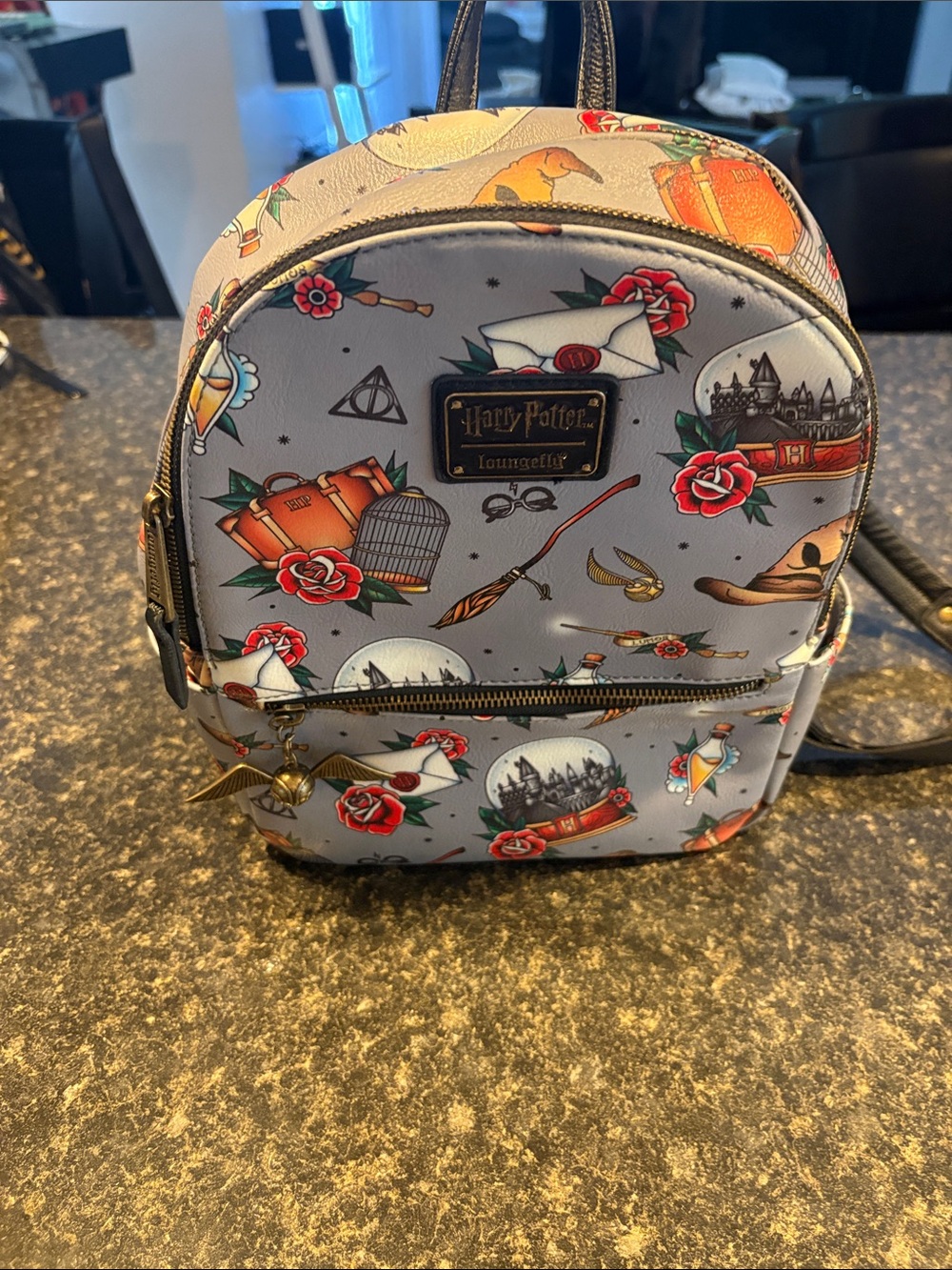 Warner Bros. Harry Potter Hogwarts Gray Printed Mini Backpack